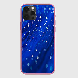 Чехол для iPhone 12 Pro Max Белые пузыри на синем фоне, цвет: 3D-малиновый