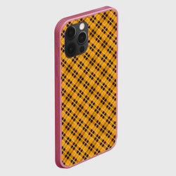 Чехол для iPhone 12 Pro Max Черно желтый узор в косую клетку, цвет: 3D-малиновый — фото 2