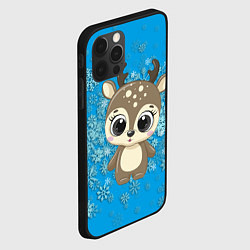 Чехол для iPhone 12 Pro Max Милый олень и пушистые снежинки, цвет: 3D-черный — фото 2