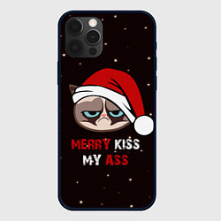 Чехол для iPhone 12 Pro Max Новогодний кот мем - грубиян, цвет: 3D-черный