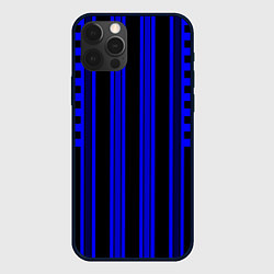 Чехол для iPhone 12 Pro Max Черно синий полосатый узор, цвет: 3D-черный
