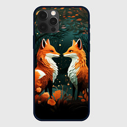 Чехол iPhone 12 Pro Max Две лисоньки в стиле Folk Art