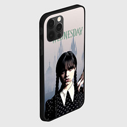 Чехол для iPhone 12 Pro Max Уэнсдей Аддамс и рука на фоне замка, цвет: 3D-черный — фото 2