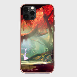 Чехол для iPhone 12 Pro Max Destiny пейзаж джунглей, цвет: 3D-светло-розовый