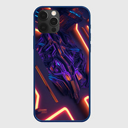 Чехол для iPhone 12 Pro Max Разнообразные неоновые линии, цвет: 3D-тёмно-синий