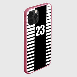 Чехол для iPhone 12 Pro Max Черно белый полосатый фон, цвет: 3D-малиновый — фото 2
