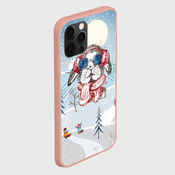Чехол для iPhone 12 Pro Max Кролик в очках новый год, цвет: 3D-светло-розовый — фото 2