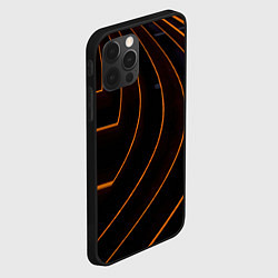Чехол для iPhone 12 Pro Max Чёрные полосы и неоновые оранжевые линии, цвет: 3D-черный — фото 2