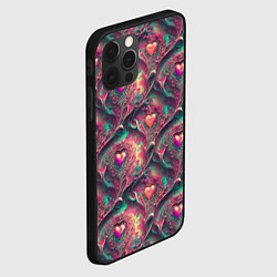 Чехол для iPhone 12 Pro Max Паттерн сердца и узоры, цвет: 3D-черный — фото 2