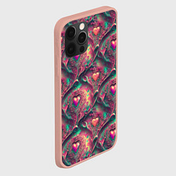 Чехол для iPhone 12 Pro Max Паттерн сердца и узоры, цвет: 3D-светло-розовый — фото 2