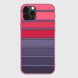 Чехол iPhone 12 Pro Max Полосатый красно -серый
