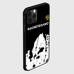 Чехол для iPhone 12 Pro Max Баскетболист из России и герб РФ: символ сверху, цвет: 3D-черный — фото 2