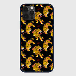Чехол для iPhone 12 Pro Max Золотые японские тигры, цвет: 3D-черный