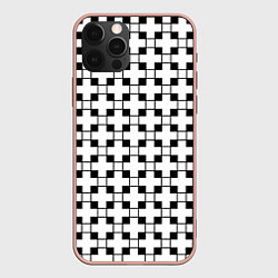 Чехол для iPhone 12 Pro Max Геометрический черно-белый узор, цвет: 3D-светло-розовый