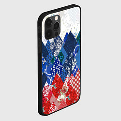 Чехол для iPhone 12 Pro Max Флаг России в стиле пэчворк, цвет: 3D-черный — фото 2