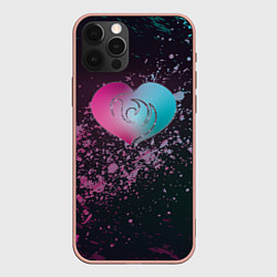Чехол для iPhone 12 Pro Max Микс сердец, цвет: 3D-светло-розовый