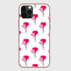 Чехол для iPhone 12 Pro Max Шарики-сердечки на День Влюбленных, цвет: 3D-светло-розовый