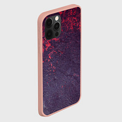 Чехол для iPhone 12 Pro Max Наскальная чёрная текстура с красными брызгами, цвет: 3D-светло-розовый — фото 2