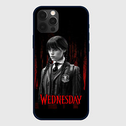 Чехол для iPhone 12 Pro Max Wednesday темный фон, цвет: 3D-черный