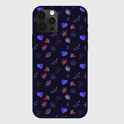 Чехол iPhone 12 Pro Max Паттерн с сердечками и цветами