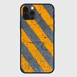 Чехол для iPhone 12 Pro Max Желтые полосы на бетоне, цвет: 3D-черный