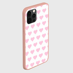 Чехол для iPhone 12 Pro Max Pink hearts, цвет: 3D-светло-розовый — фото 2