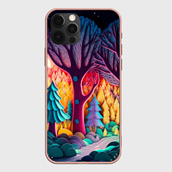 Чехол для iPhone 12 Pro Max Сказочный лес на закате солнца, цвет: 3D-светло-розовый