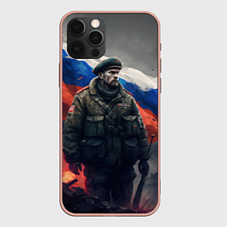 Чехол для iPhone 12 Pro Max Настоящий защитник отечества, цвет: 3D-светло-розовый