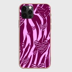 Чехол для iPhone 12 Pro Max Полосатая любовь, цвет: 3D-светло-розовый