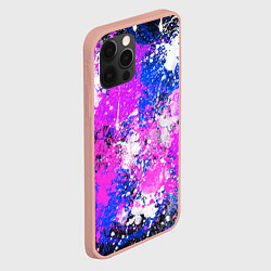 Чехол для iPhone 12 Pro Max Разбрызганная фиолетовая краска - темный фон, цвет: 3D-светло-розовый — фото 2