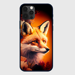 Чехол для iPhone 12 Pro Max Огненно рыжая лиса в цветах, цвет: 3D-черный