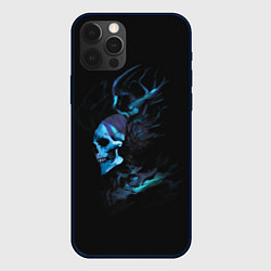 Чехол iPhone 12 Pro Max Blue skeleton with horns