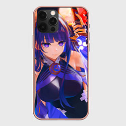 Чехол для iPhone 12 Pro Max Шогун Райден лежит, цвет: 3D-светло-розовый