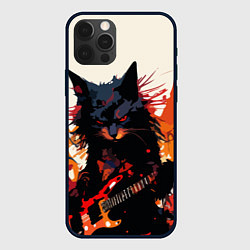 Чехол iPhone 12 Pro Max Black rocker cat on a light background - C-Cats co