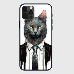 Чехол для iPhone 12 Pro Max Кот в костюме с галстуком, цвет: 3D-черный