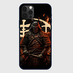 Чехол для iPhone 12 Pro Max Самурай и иероглифы, цвет: 3D-черный