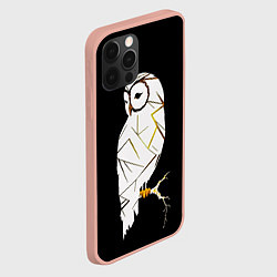 Чехол для iPhone 12 Pro Max Сова из золотой потали на черном фоне, цвет: 3D-светло-розовый — фото 2