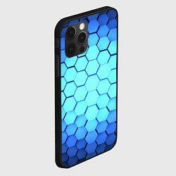 Чехол для iPhone 12 Pro Max Голубые соты шейповая абстракция, цвет: 3D-черный — фото 2