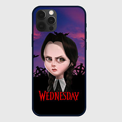 Чехол для iPhone 12 Pro Max Уэнсдэй кладбище арт, цвет: 3D-черный