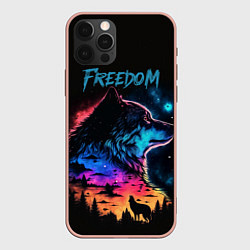 Чехол для iPhone 12 Pro Max Волк свобода, цвет: 3D-светло-розовый