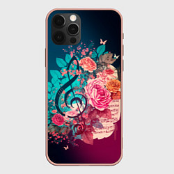 Чехол iPhone 12 Pro Max Цветы и музыкальная нота