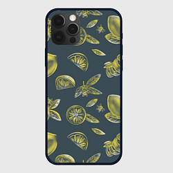 Чехол iPhone 12 Pro Max Лимоны в карандаше на сером фоне