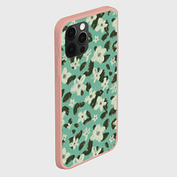 Чехол для iPhone 12 Pro Max Абстрактные цветы на мятном фоне, цвет: 3D-светло-розовый — фото 2