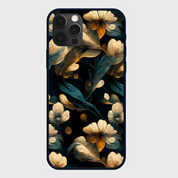 Чехол для iPhone 12 Pro Max Узор цветочный паттерн, цвет: 3D-черный