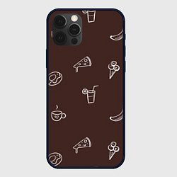 Чехол для iPhone 12 Pro Max Еда в минимализме на коричневом фоне, цвет: 3D-черный