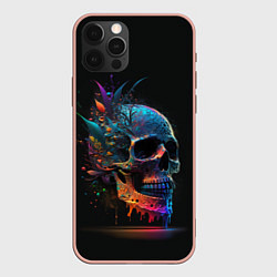 Чехол iPhone 12 Pro Max Красочный череп с цветами
