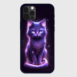 Чехол iPhone 12 Pro Max Неоновый котик в лесу