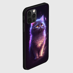 Чехол для iPhone 12 Pro Max Неоновый котик и луна, цвет: 3D-черный — фото 2