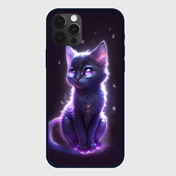 Чехол для iPhone 12 Pro Max Неоновый котик и воздушный шарик, цвет: 3D-черный