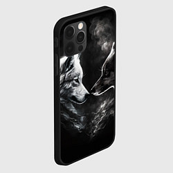 Чехол для iPhone 12 Pro Max Пара волков - белый и черный, цвет: 3D-черный — фото 2